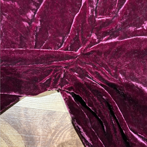 Faherty Genevieve Vintage Silk Velvet Pant Maroon Size XS - Picture 3 of 6